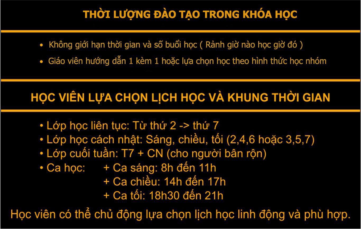 Lịch học thiết kế website tại vũng tàu