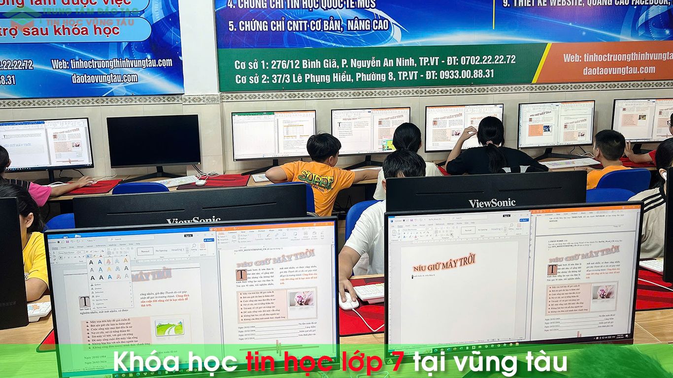 tin học văn phòng lớp 7 vũng tàu