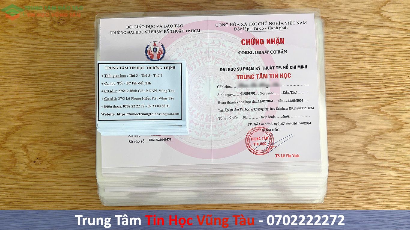 Chứng chỉ corel tin học Vũng Tàu