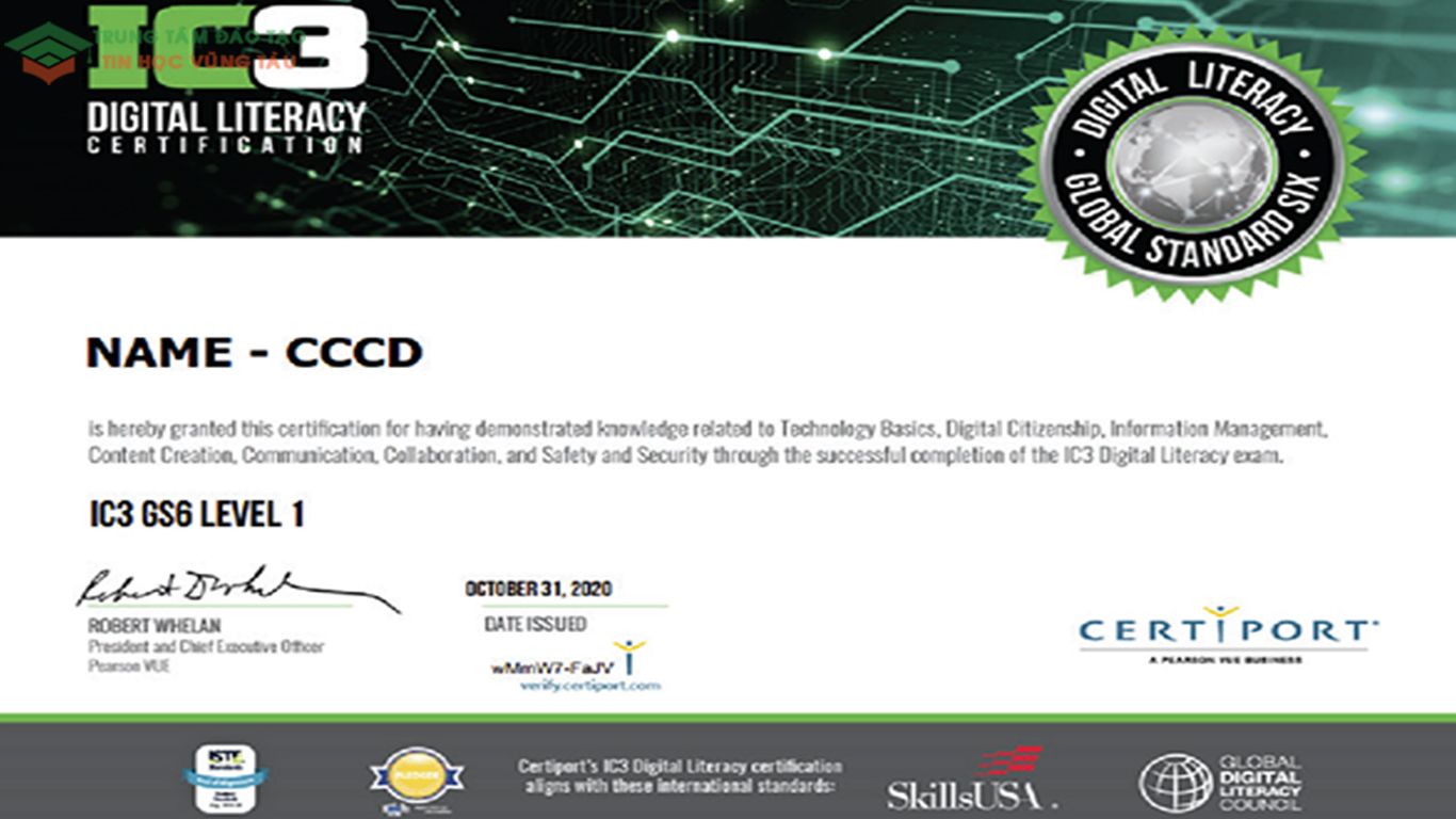 thi chứng chỉ ic3 vũng tàu